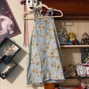 American Eagle Outfitters Blue and Yellow Sunflower Mini Dress